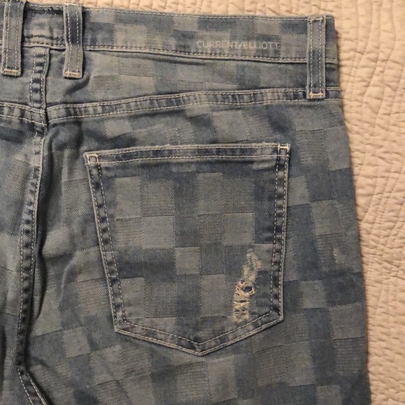 Current/Elliott The Fling slim boyfriend jeans in plaid check weave - Picture 3 of 11